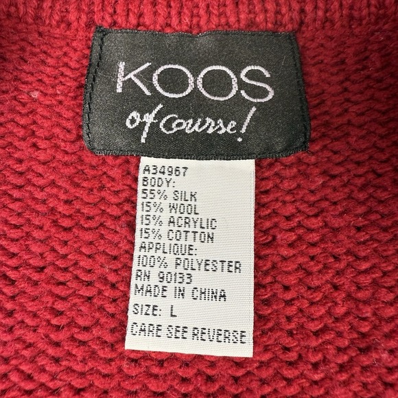 Duster Cardigan Sweater Wool Silk‎ Blend Open Size Large Koos Quilted Mandarin - Picture 8 of 9